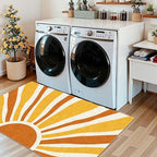 3x5 Boho Entry Rug - Small Washable Indoor Outdoor Mats for Front Door Non-Slip Porch Rug Orange Modern Retro Sun Throw Rugs for Living Room Bedroom Entryway Kitchen Office Porch Decor