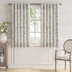 jinchan Floral Linen Curtains for Living Room 63 Inch Length Blue Flower Curtain Rod Pocket Back Tab Farmhouse Curtains with Printed Floral Bedroom Window Curtain Set, 2 Panels Blue