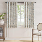 jinchan Floral Linen Curtains for Living Room 63 Inch Length Blue Flower Curtain Rod Pocket Back Tab Farmhouse Curtains with Printed Floral Bedroom Window Curtain Set, 2 Panels Blue