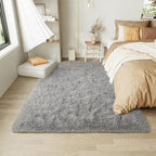 LOCHAS Ultra Soft Indoor Modern Area Rugs Fluffy Living Room Carpets for Children Bedroom Home Decor Nursery Rug 4x6 Feet, Gray
