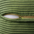 MIULEE Spring Decorative Throw Pillow Covers for Couch Bed Livingroom 18x18 Inch Set of 2 Moss Green Boho Accent Throw Pllows Broadside Striped Patchwork Soft Corduroy Summer Pillowcases