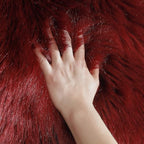 linmopm Faux Fur Rug Sheepskin Shag Fluffy Fuzzy Red 2x3 ft Small Rugs for Bedroom Bedside Bed Floor Living Room Plush High-Density Cushion Carpet Super Sofa Cover