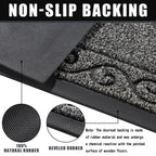Yimobra Welcome Mats for Front Door 29.5x17, Heavy Duty Waterproof Outdoor Door Mat Outside Entrance, Non-Slip Low Profile Indoor Entryway Mat for Garage Patio, Black Gray