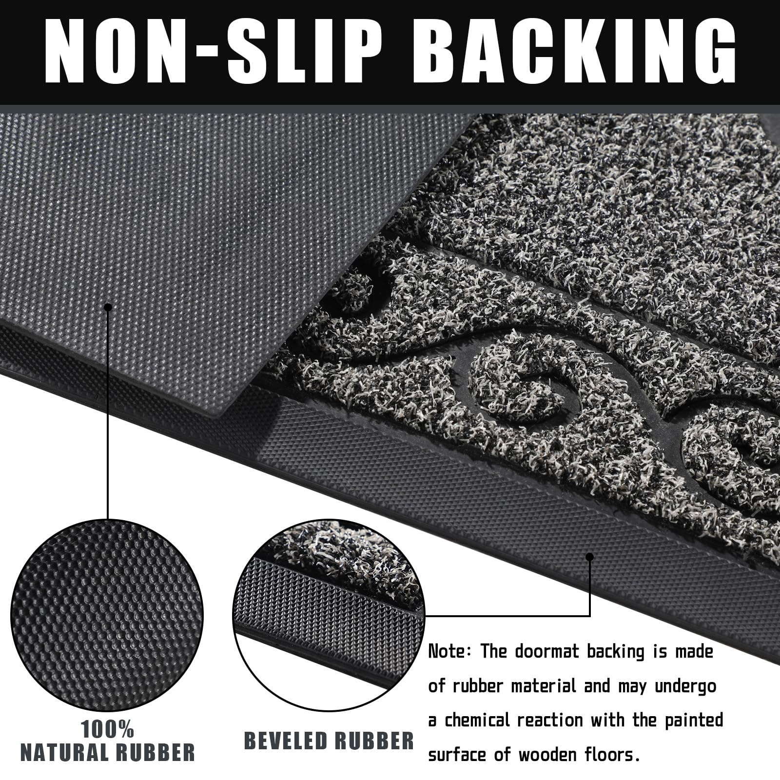 Yimobra Welcome Mats for Front Door 29.5x17, Heavy Duty Waterproof Outdoor Door Mat Outside Entrance, Non-Slip Low Profile Indoor Entryway Mat for Garage Patio, Black Gray