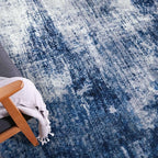 IOHOUZE Abstract Runner Rug 3x18 Ft Washable Runners for Hallways, Non Slip Kitchen Runner Printed Faux Wool Entryway Runner Indoor, Modern Abstract Floor Carpet for Hall Stair, Navy/Grey