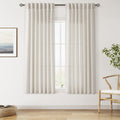 Nanspring Pearl White Linen Curtains 63 Inch Length for Living Room Luxury Light Filtering Semi Sheer Curtain Back Tab Coastal Decor Neutral Elegant Gray Drapes for Bedroom Office 52x63, 2 Panels