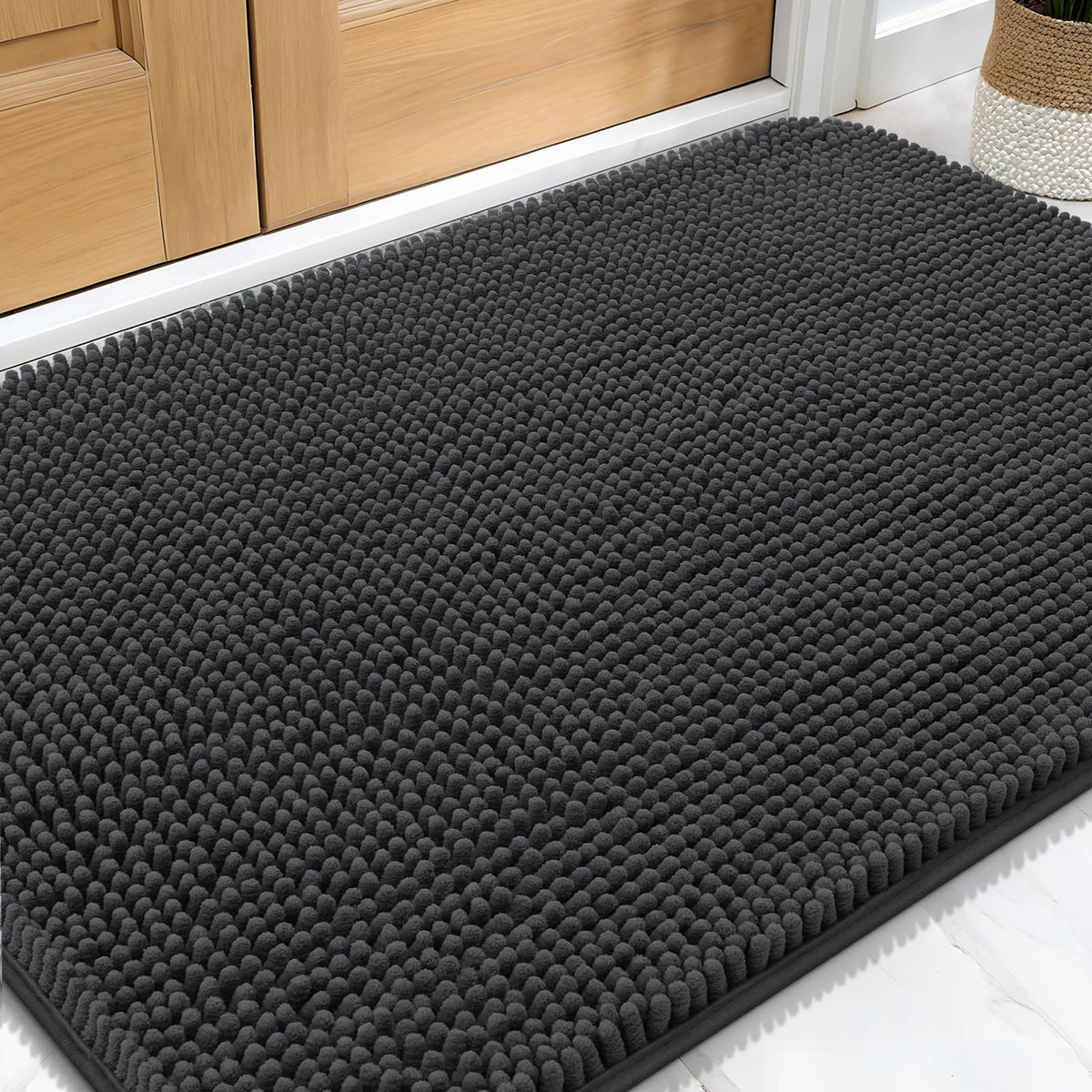 OLANLY Dog Door Mat for Muddy Paws 30x20, Super Absorbent Chenille Mud Mat