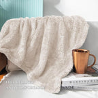 Exclusivo Mezcla Plush Fuzzy Fleece Throw Blanket Extra Large, Super Soft, Fluffy and Warm Blankets for Couch, Bed, All Season (Beige, 50x70 inches)