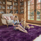 4x6 Area Rugs for Bedroom, Grape Purple Soft Fluffy Shag Bedside Rugs