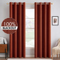 MIULEE 100% Blackout Linen Curtains for Bedroom 52x96 Inches Burnt Orange