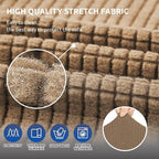 KEKUOU Stretch Loveseat Sofa Cover Slipcover,Couch Covers for 2 Cushion Couch Sofa (55"-78") Furniture Protector Sofa with Elastic Bottom for Kids,Dog. Jacquard Small Checked(Medium,Camel)