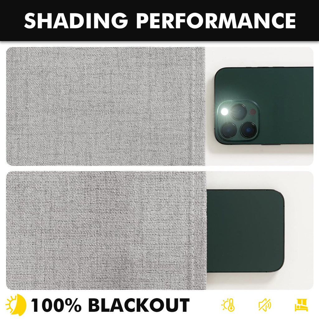 MIULEE 100% Blackout Linen Curtains 42 x 63 Inch Greyish White 2 Panels