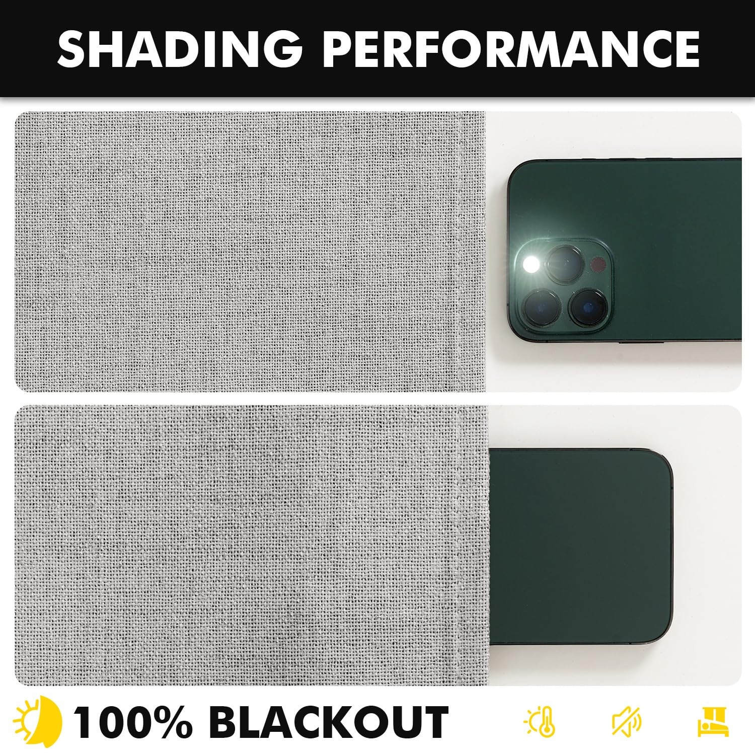 MIULEE 100% Blackout Linen Curtains 42 x 63 Inch Greyish White 2 Panels