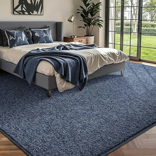 7x10 Large Grey Blue/White Area Rug Non-Slip Washable for Living Room