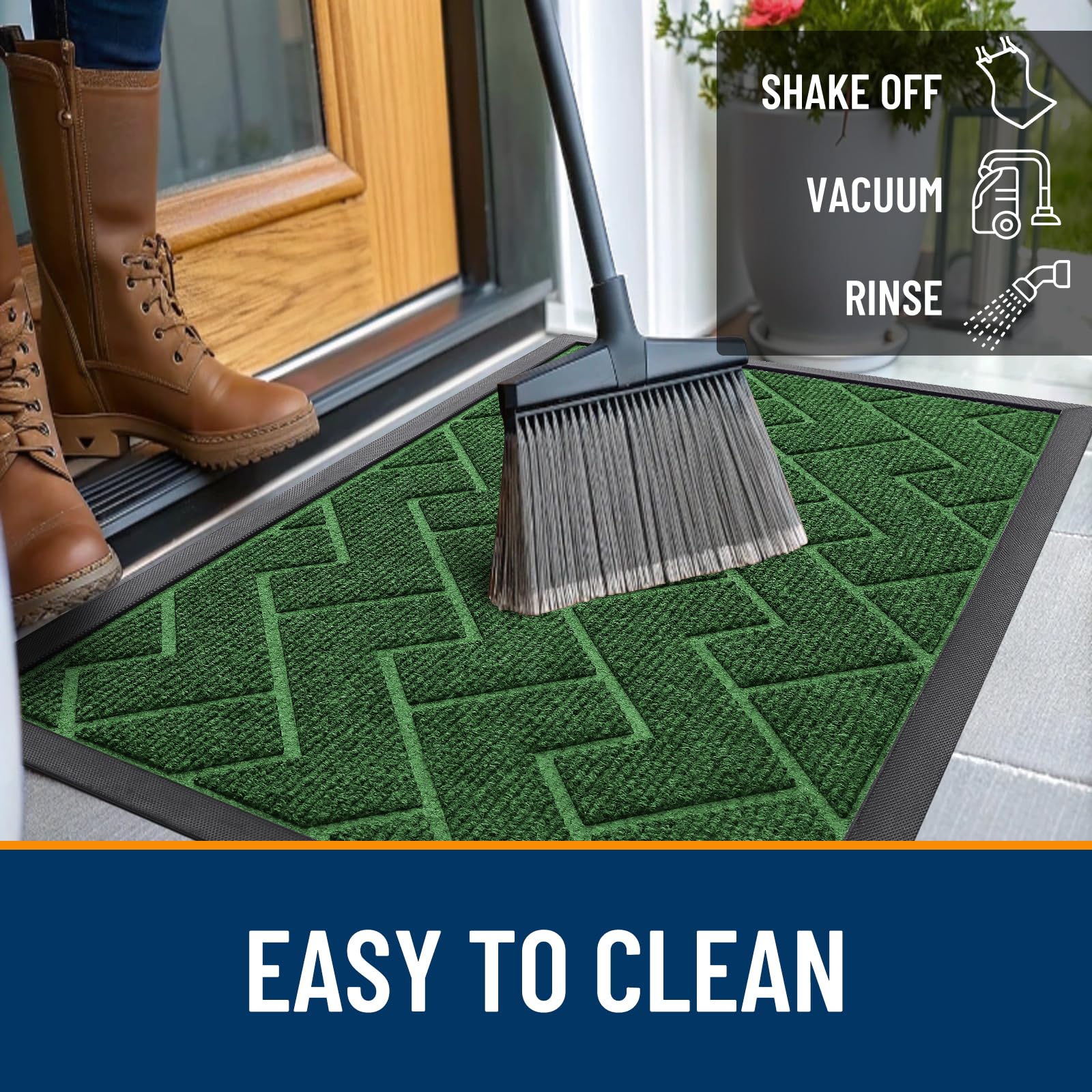 OLANLY Front Door Mat Outside 71x23, All-Season Absorbent Rubber Doormat