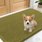 OLANLY Dog Door Mat for Muddy Paws 24x16, Absorbs Moisture and Dirt, Absorbent Non-Slip Washable Doormat, Quick Dry Chenille Mud Mat, Entry Indoor Entryway Carpet for Inside Floor, Willow Green
