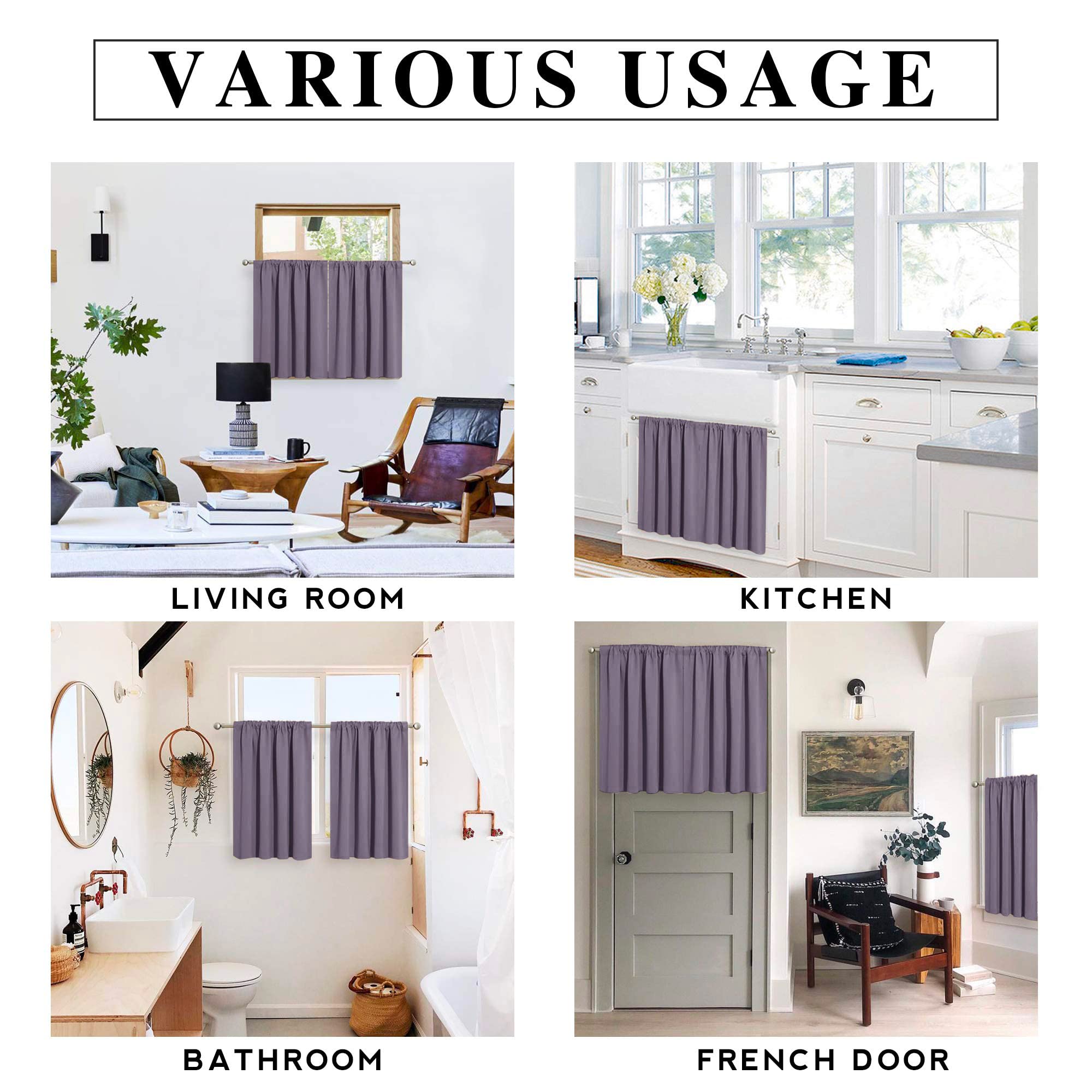 RYB HOME 54 inch Blackout Curtains for Living Room Bedroom, Rod Pocket