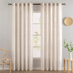 MIULEE Natural White Linen Curtains 78 Inch Length 2 Panels for Bedroom Living Room, Soft Thick Linen Textured Window Drapes Semi Sheer Light Filtering Back Tab Rod Pocket Burlap Look Decor