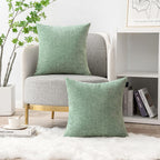 MIULEE Soft Chenille Throw Pillow Covers Greyish Green 20x20 Pack of 2