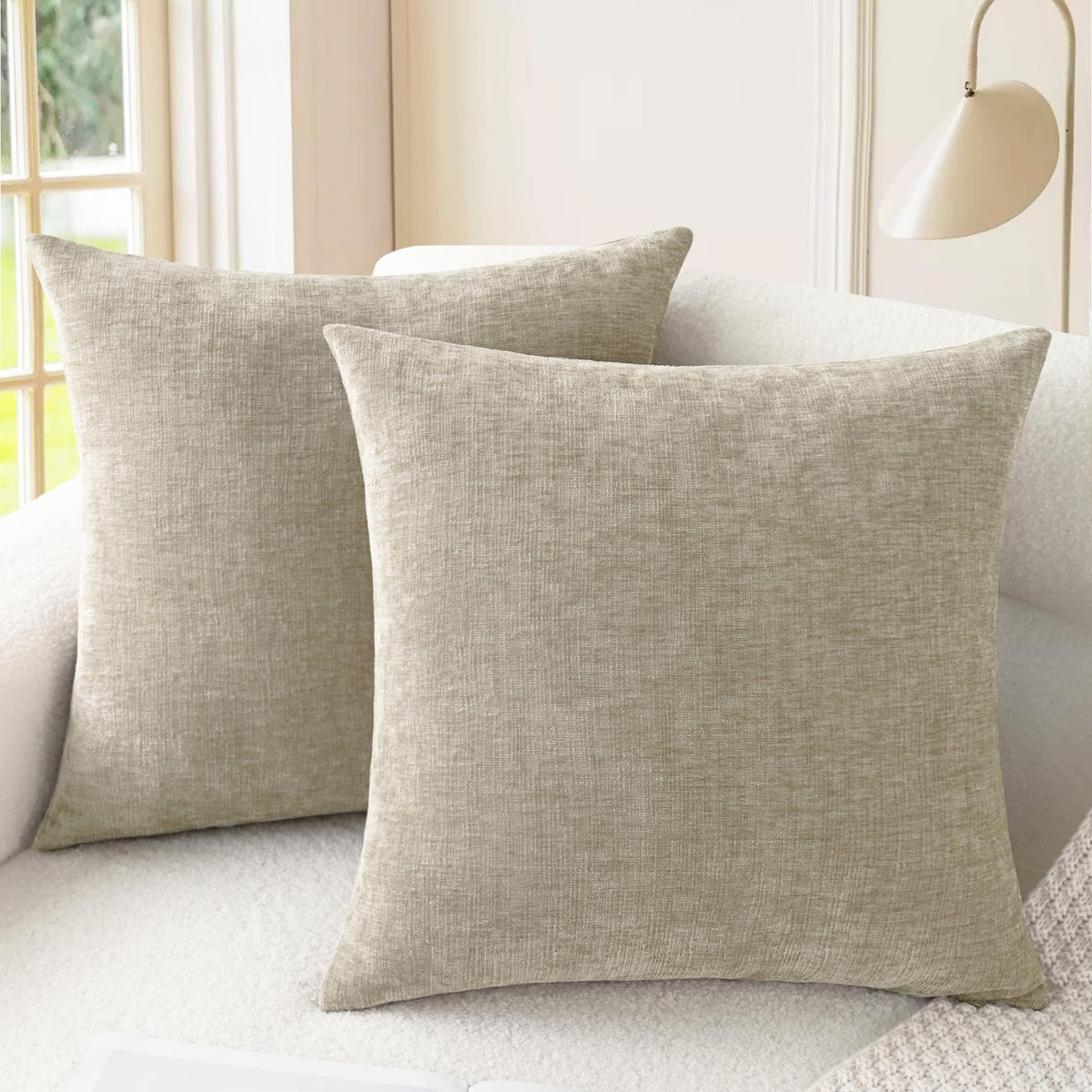 CaliTime Decorative Couch Throw Pillow Covers 16 X 16 Inches Medium Grey