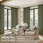 MIULEE Olive Green Pinch Pleated Linen Curtains 96 Inches Long 2 Panels
