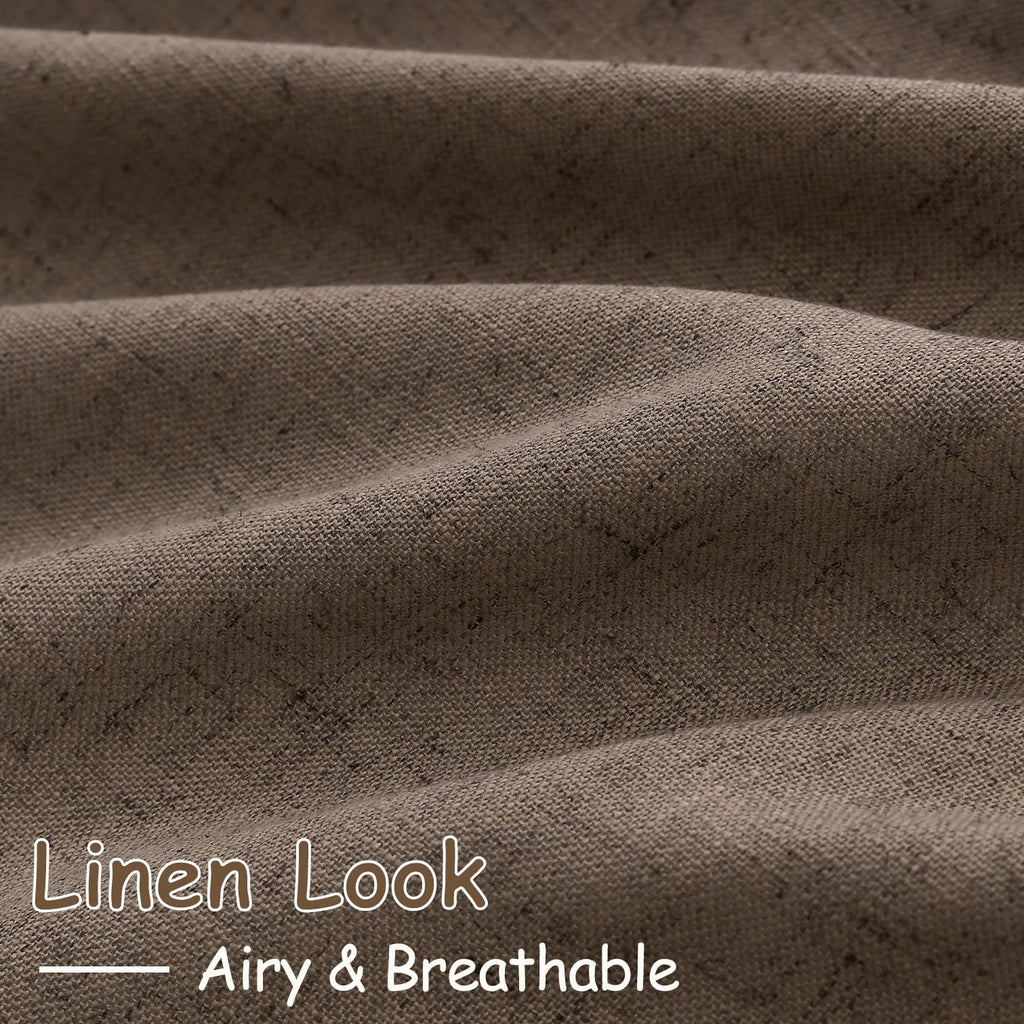 Light Brown Linen Curtains 120 Inch Extra Long for Living Room Back Tab Light Filtering Semi Sheer Drapes Modern Farmhouse Boho Decor Cotton Textured Curtain for Floor to Ceiling High Window 52x120