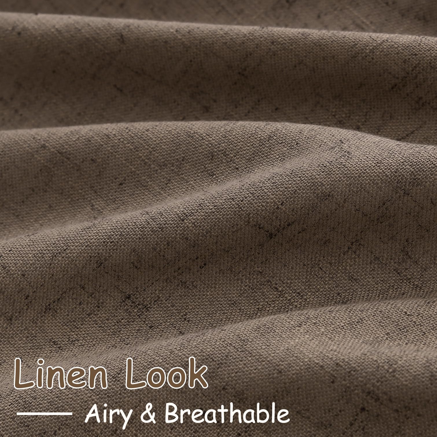 Light Brown Linen Curtains 120 Inch Extra Long for Living Room Back Tab Light Filtering Semi Sheer Drapes Modern Farmhouse Boho Decor Cotton Textured Curtain for Floor to Ceiling High Window 52x120