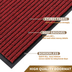 Yimobra Front Door Mat Outdoor Indoor Entrance, 100% Waterproof All-Season All Weather Doormat, Welcome Matt Outside Entry, Non Slip, Low Profile, Heavy Duty Patio Porch Floor Mats,36 x 17,Black Red