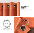 MIULEE Fall Orange Velvet Curtains Terracotta 52 x 90 Inch Length Set of 2