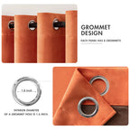 MIULEE Fall Orange Velvet Curtains Terracotta 52 x 84 Inch Length Set of 2