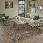 5x7 Washable Area Rug for Living Room Bedroom Vintage Brown Soft Low Pile Carpet Traditional Retro Non Slip Throw Rug for Dining Room Entryway Indoor Dorm Kitchen