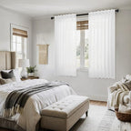 MIULEE White Linen Curtains Short 45 Inch Length 2 Panels for Kitchen Bedroom, Soft Thick Linen Textured Window Drapes Semi Sheer Light Filtering Back Tab Rod Pocket Burlap Look Decor