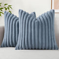 decorUhome Fall Faux Fur Throw Pillow Covers 22x22 Set of 2 Grey Blue