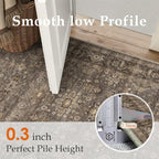 2x12 Washable Runner Rug for Hallway Kitchen Vintage Brown Non Slip Low Pile Carpet Traditional Retro Soft Throw Rug for Bathroom Bedroom Entryway Indoor Entrance