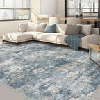 Nakagishi 8x10 Area Rugs Living Room: Washable Abstract Large Neutral Soft Rug Stain Resistant Modern Indoor Floor Non-Slip Carpet for Bedroom Nursery Kids Playroom Office Dining Room Dorm-Blue Brown