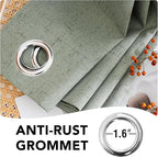 H.VERSAILTEX White Linen Blackout Curtains Durable Thick Textured Linen Look 100% Blackout Patio Door Curtain Anti Rust Grommet Extra Wide Sliding Door Curtain Panel, W100 x L108 inch, Green Bay