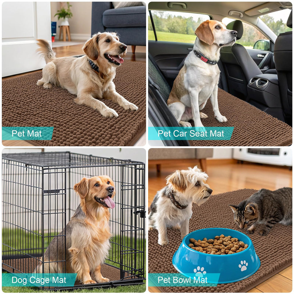 OLANLY Dog Door Mat for Muddy Paws 47x17, Super Absorbent Chenille Mud Mat