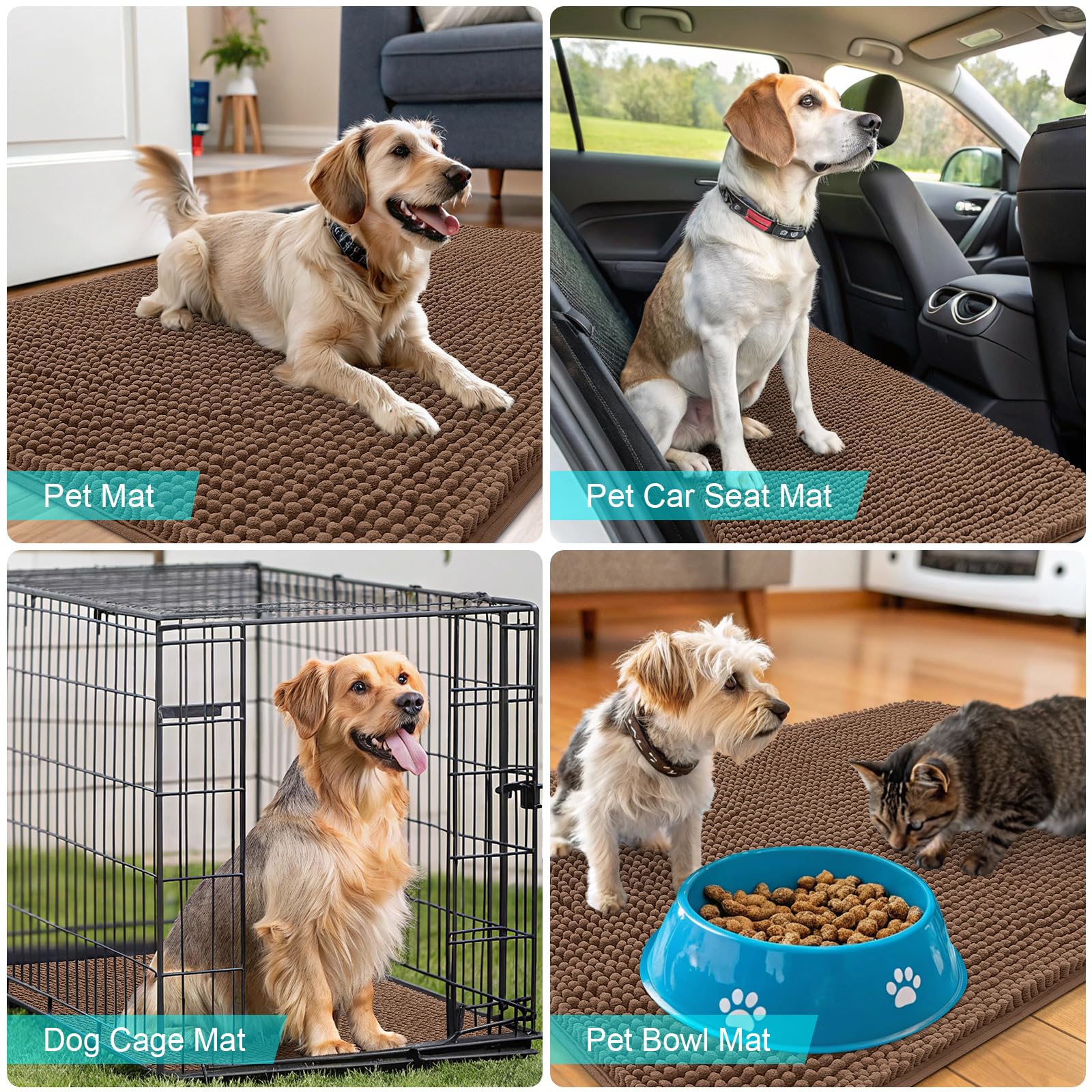 OLANLY Dog Door Mat for Muddy Paws 47x17, Super Absorbent Chenille Mud Mat