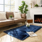Ashler faux fur rug, Fluffy Shaggy Area Rug Ultra Soft 3 x 5 Feet Rectangle Fur Rug Navy Blue Fuzzy Rug Machine Washable Shag Rug, Nursery Decor Throw Rugs for Bedroom, kids room, Living Room