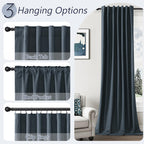 Guken 100% Blackout Linen Curtains 96 Inch Length 2 Panels Set for Living Room Bedroom Back Tab Thermal Insulated Black Out Linen Drapes Room Darkening Window Curtains,Vintage Blue