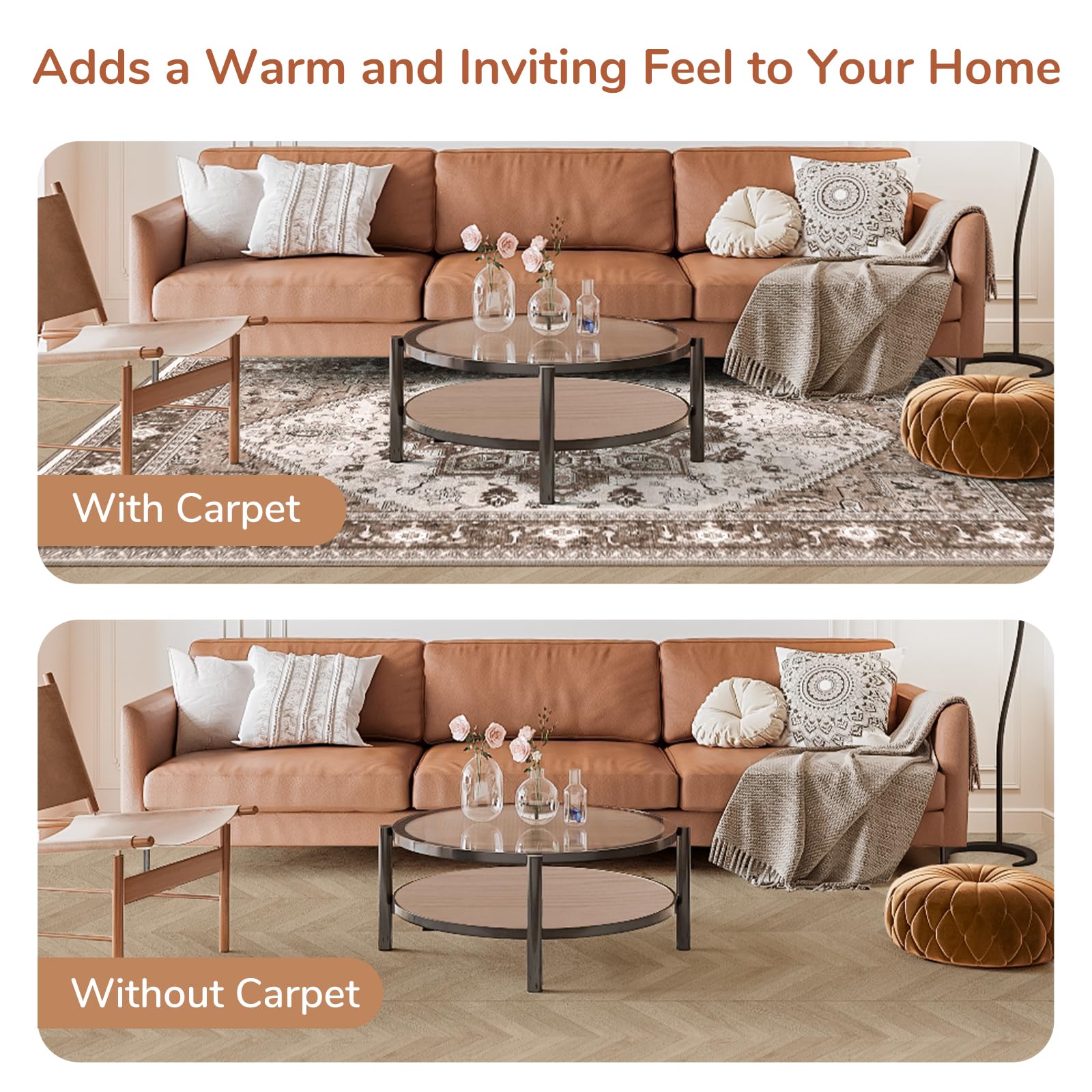 OPPODREAM Soft Area Rugs 4x6, Persian-Inspired Washable Rug, Khaki