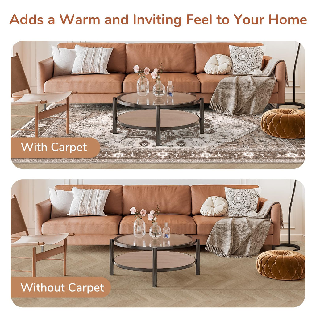 OPPODREAM Soft Area Rugs 8x10, Persian-Inspired Washable Rug, Khaki