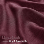 Nanspring Burgundy Linen Curtains for Living Room 105 Inches Long Light Filtering Semi Sheer Curtain Back Tab Vintage Boho Decor Elegant Luxury Drapes for Bedroom Dinner Room 52x105, 2 Panels