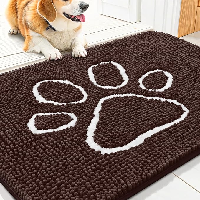 Smiry Dog Door Mat for Muddy Paws, Absorbent Non Slip Dirt Trapper, 30x20