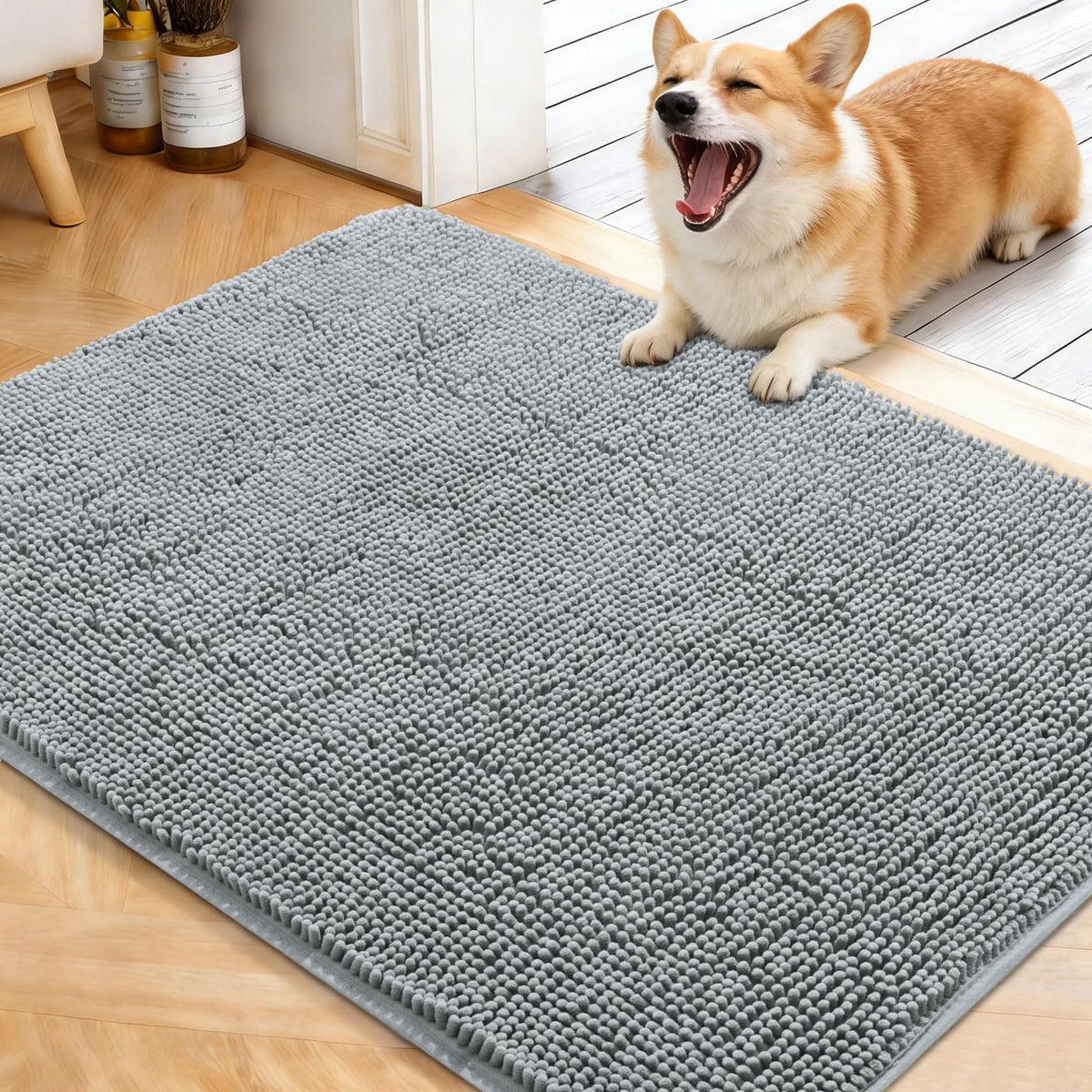 OLANLY Dog Door Mat for Muddy Paws 40x32, Super Absorbent Chenille Mud Mat