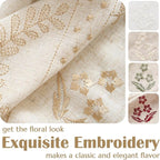 jinchan Belrose Linen Curtains for Bedroom Floral Curtains 96 Inch Length Linen Blend Beige Embroidered Drapes Farmhouse Flower Patterned Drapes for Living Room Window Treatments Set 2 Panels