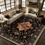 RELEANY Washable Area Rug, Large 9'x12', Black/Colorful