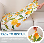 hyha Printed Couch Cushion Covers, Floral Sofa Covers Washable for 3 Cushion Couch, Stretch Pattern Outdoor Cushion Covers for Patio Furniture with Elastic Bottom(Large, Lemon)