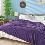 inhand Purple Fleece Twin Blanket, Super Soft Flannel Leaves Pattern Fuzzy Blanket for Couch Sofa Bed, 60 x 90 Inches