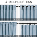 Nanspring Blue Curtains 132 Inches Long 2 Panels for Living Room Back Tab Rod Pocket Semi Sheer Linen Drapes Neutral Room Decor Blue Curtain Ceiling to Floor Length for Dining Room 52x132